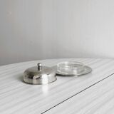Beurrier rond en métal argenté