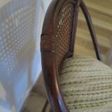Set of 2 swivel bar stools / chairs - wood - cane - rattan - 80s