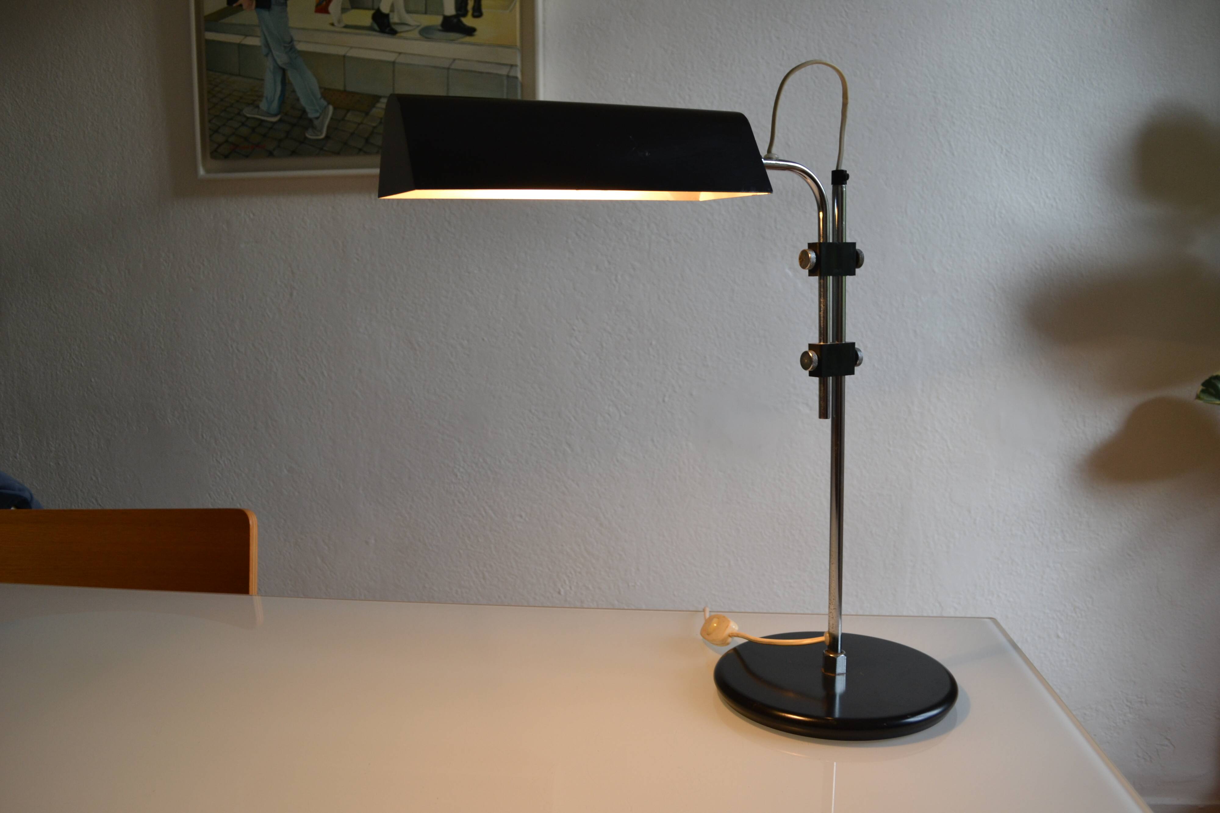 Vintage black modernist table lamp 50 1950 Bauhaus
