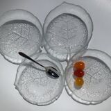 4 coupelles creuses feuilles texturées verre