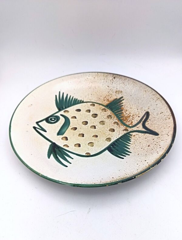 Roger Picault - Vallauris - Assiette décor poisson