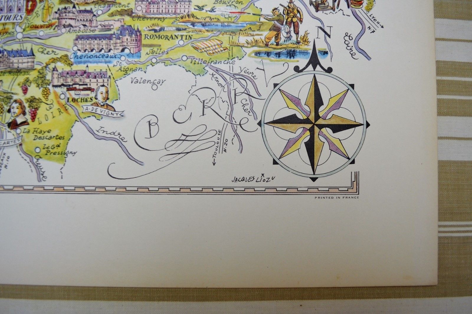 Map of the Dde illustrated region of France Jacques Liozu Loire Valley