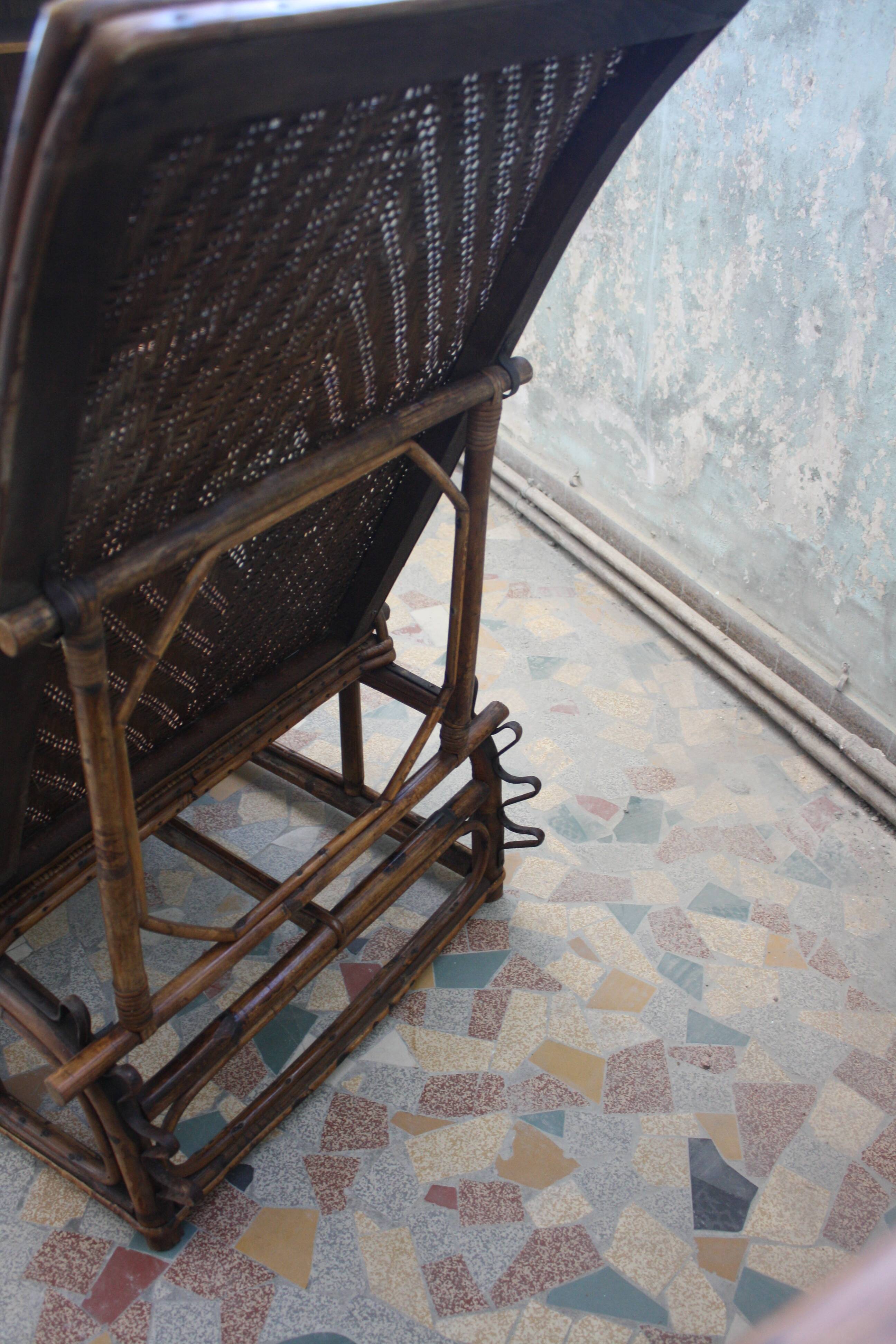 Chair long vintage rattan