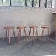 Set of 4 tripod stools in golden oak 1950