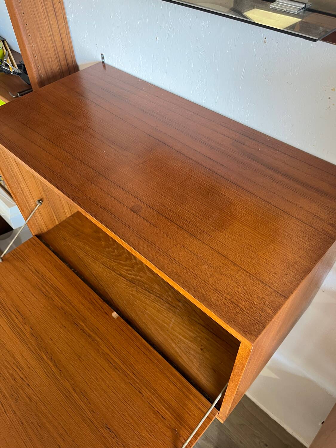 Scandinavian teak wall-mounted secretary from the 1970s