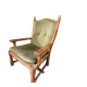 Fauteuil vintage bois et velours vert olive