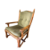 Fauteuil vintage bois et velours vert olive