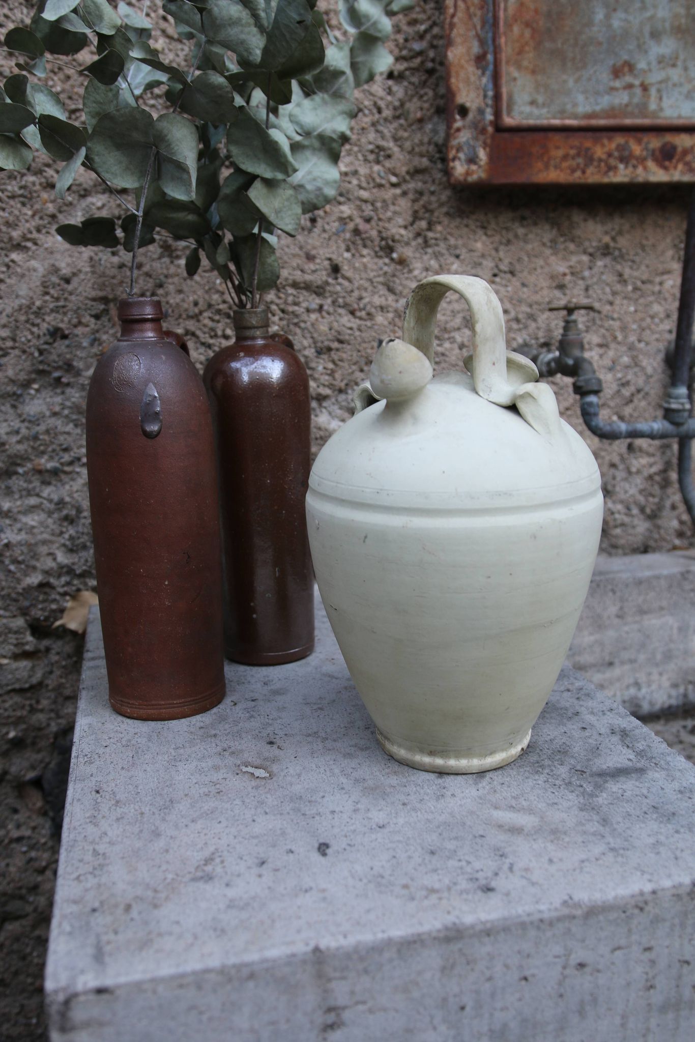 Gargoulette ancienne en terre cuite à 2 becs