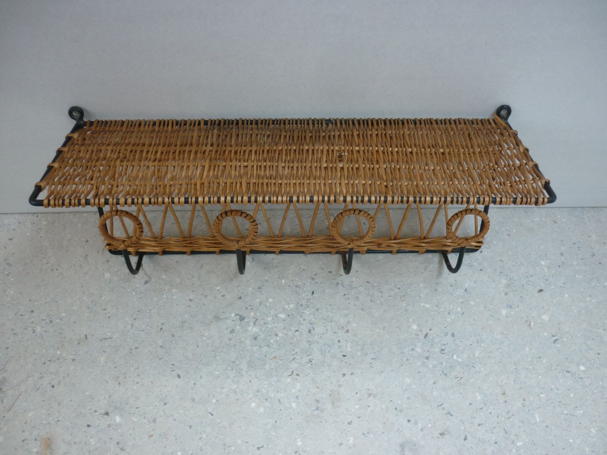 Wicker wall coat-hanger 1960