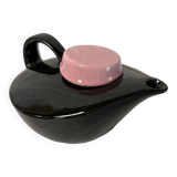 Vintage black and pink ceramic teapot