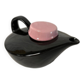 Vintage black and pink ceramic teapot