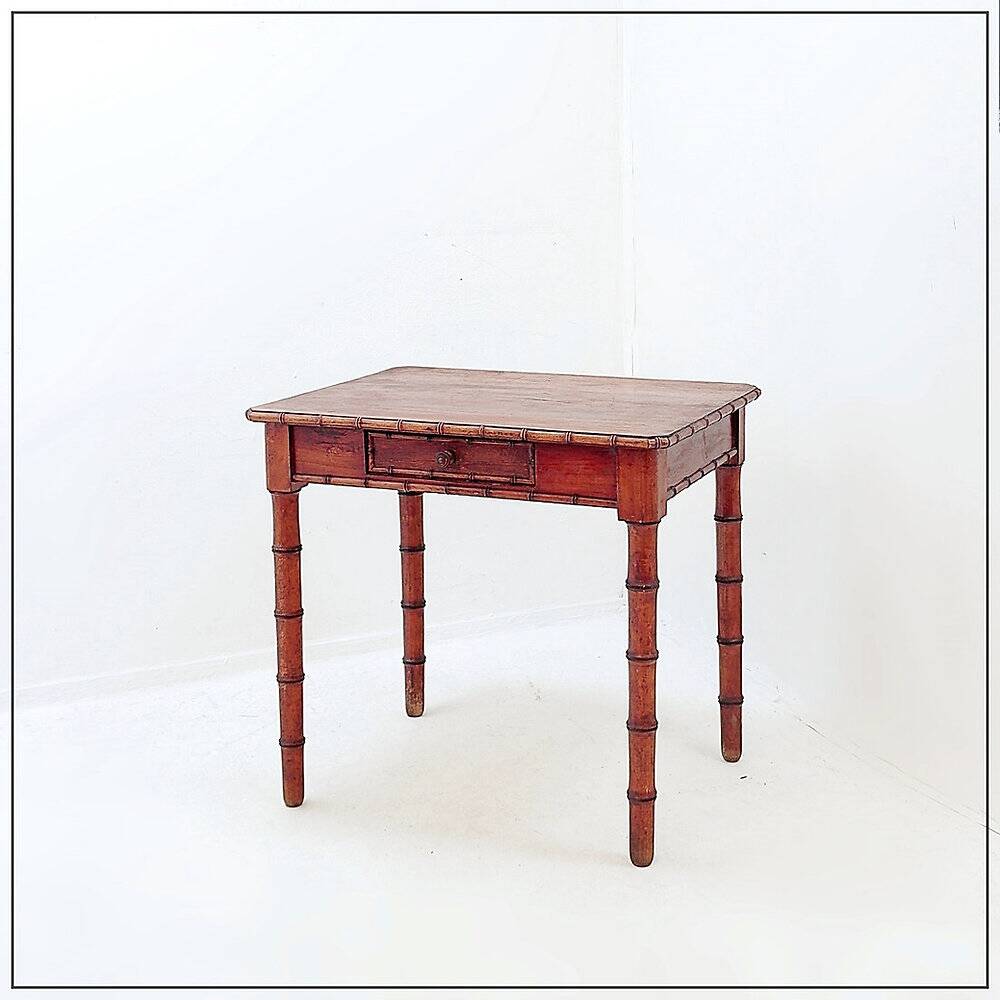 French faux bamboo desk in pine - Early 20th century