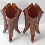 Pair of vases with 3 vintage horns 1960