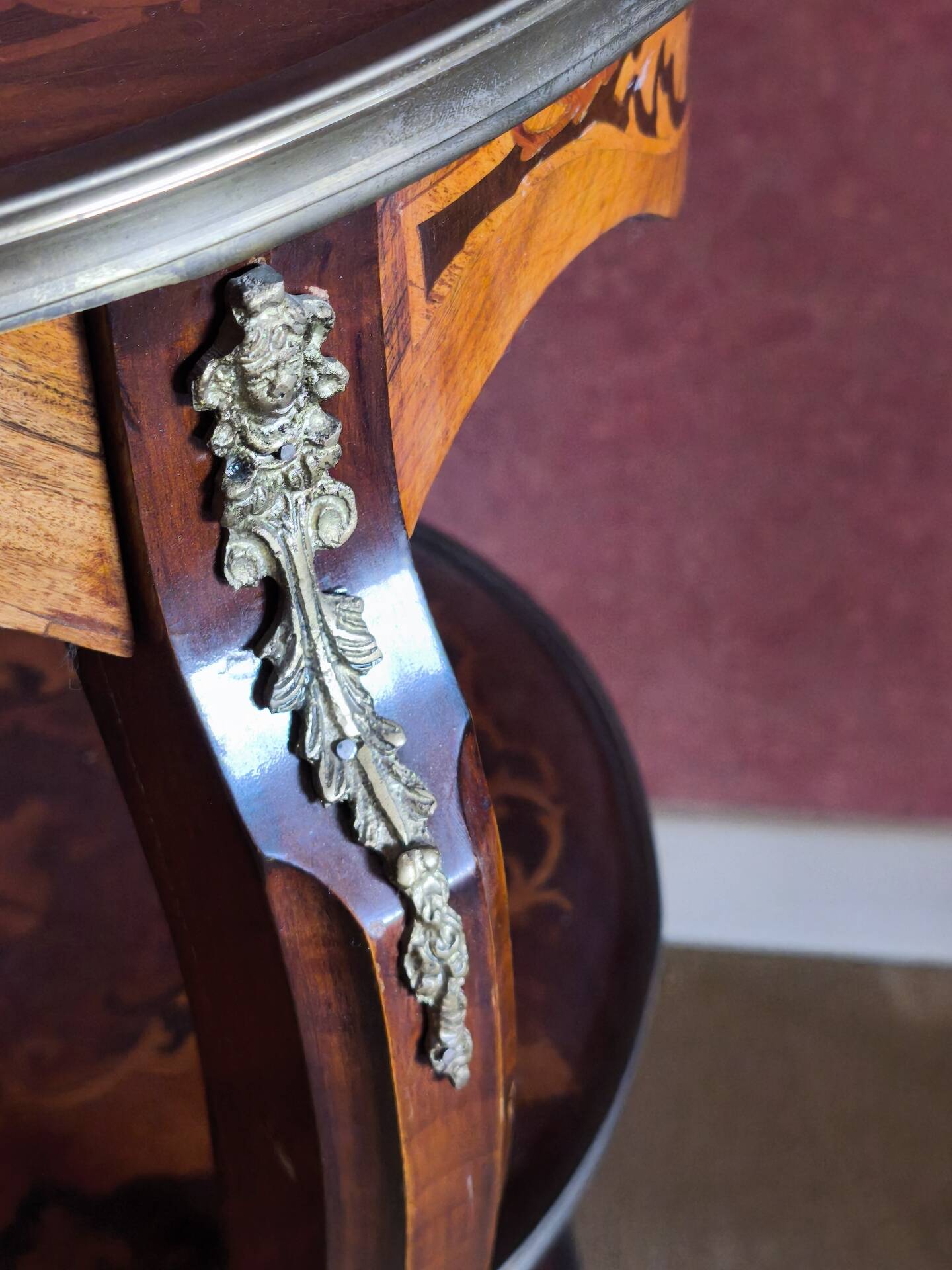 Napoleon III side table with three tiers in marquetry – 19th century