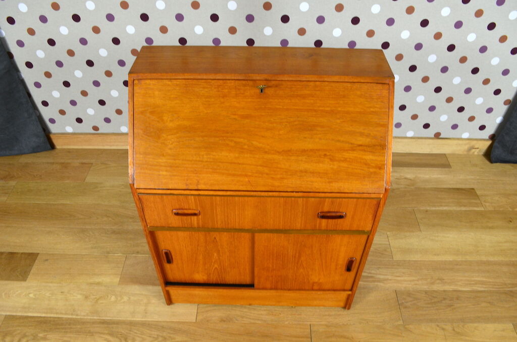 Secretary scandinavian teak gold vintage 1960