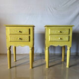 Pair of vintage carved wooden bedside tables.