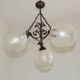 French Vintage 3 Light Bronze Effect Chandelier - Opaque Glass Ball Shades