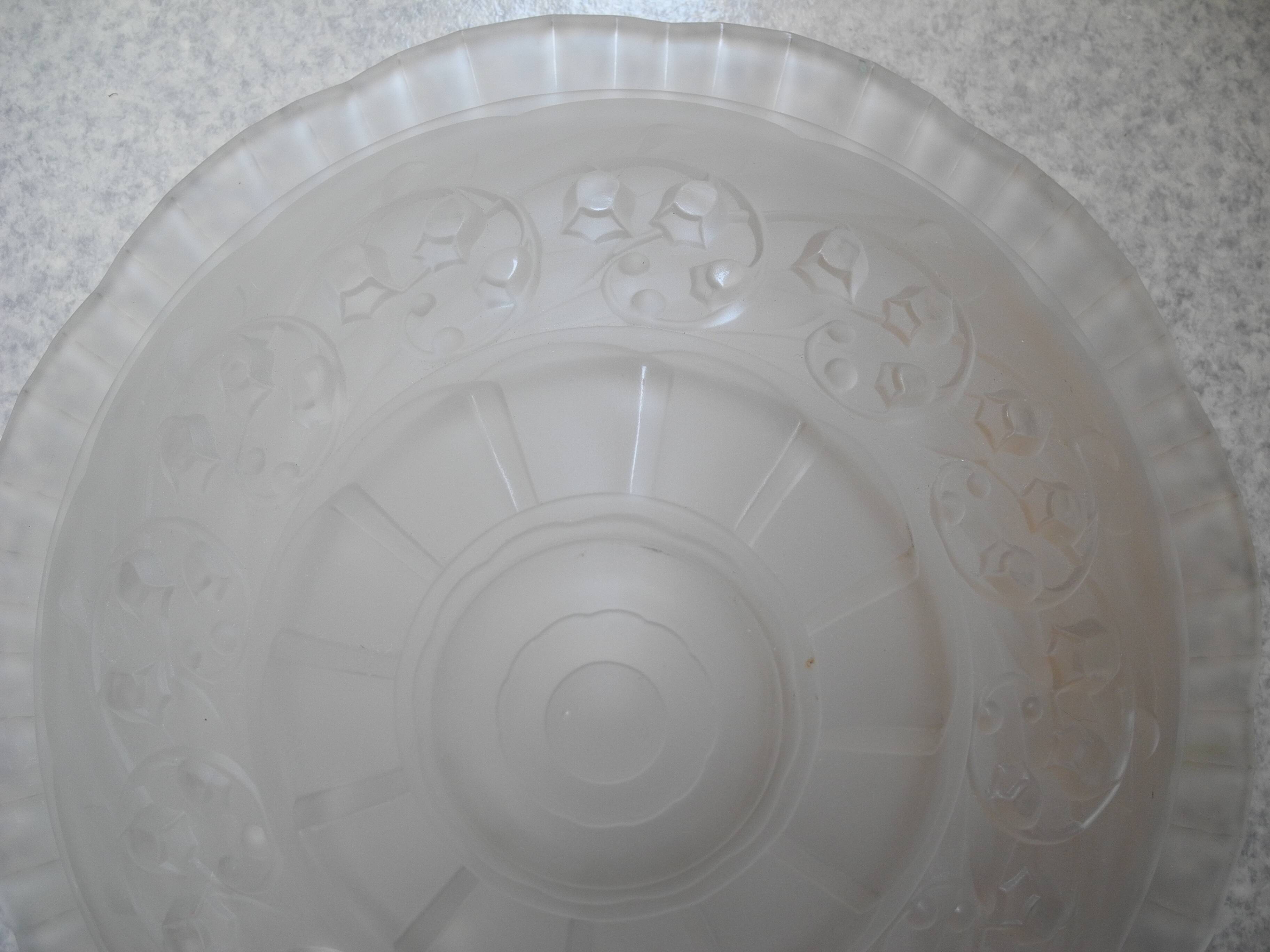 antique Art Deco Maynadier French glass chandelier basin