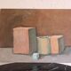 Geometric still life, brown tones and vintage pastels