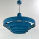 Vintage 1960s Metal Pendant Light - Blue Design