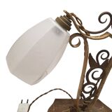 art deco table lamp marble base wrought iron frame hexagonal tulip imp belgium