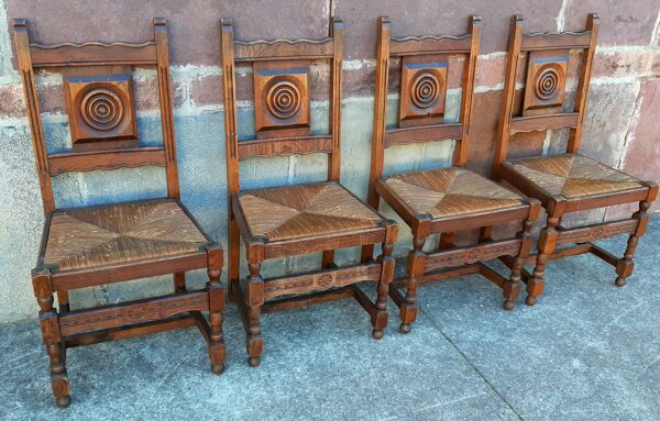 4 chaises basque en chêne