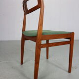 Ensemble moderne scandinave de 5 chaises de salle à manger en teck et vert