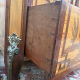 Commode Transition oriental marquetry, 1920s, black marble