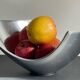 Vintage polished metal fruit bowl