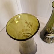 Paire de vases en verre émaillé avec libellule, attribués à Legras