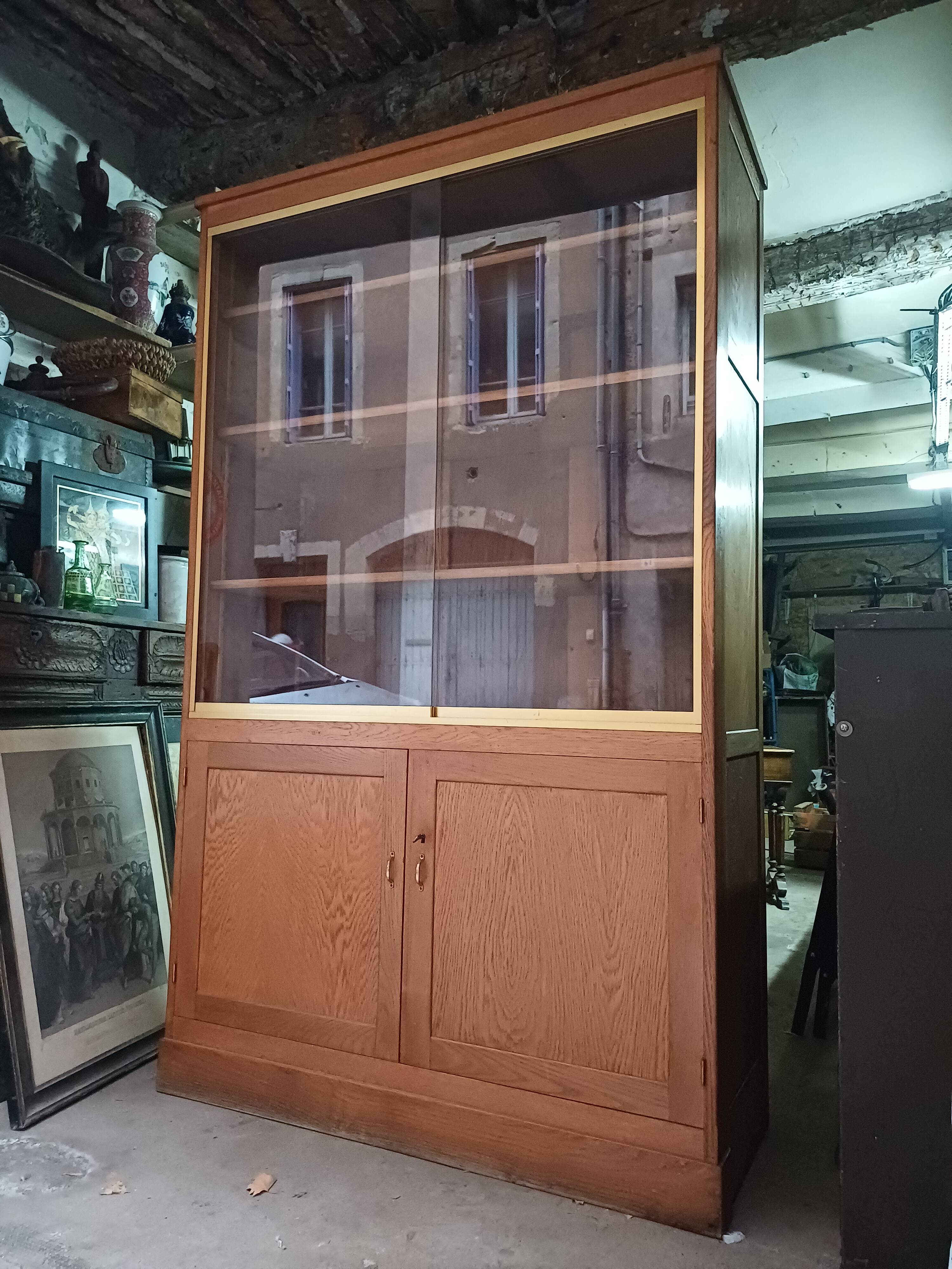 Grande Bibliothèque, Vitrine en bois massif, Design Fonctionnel 1950, 1960