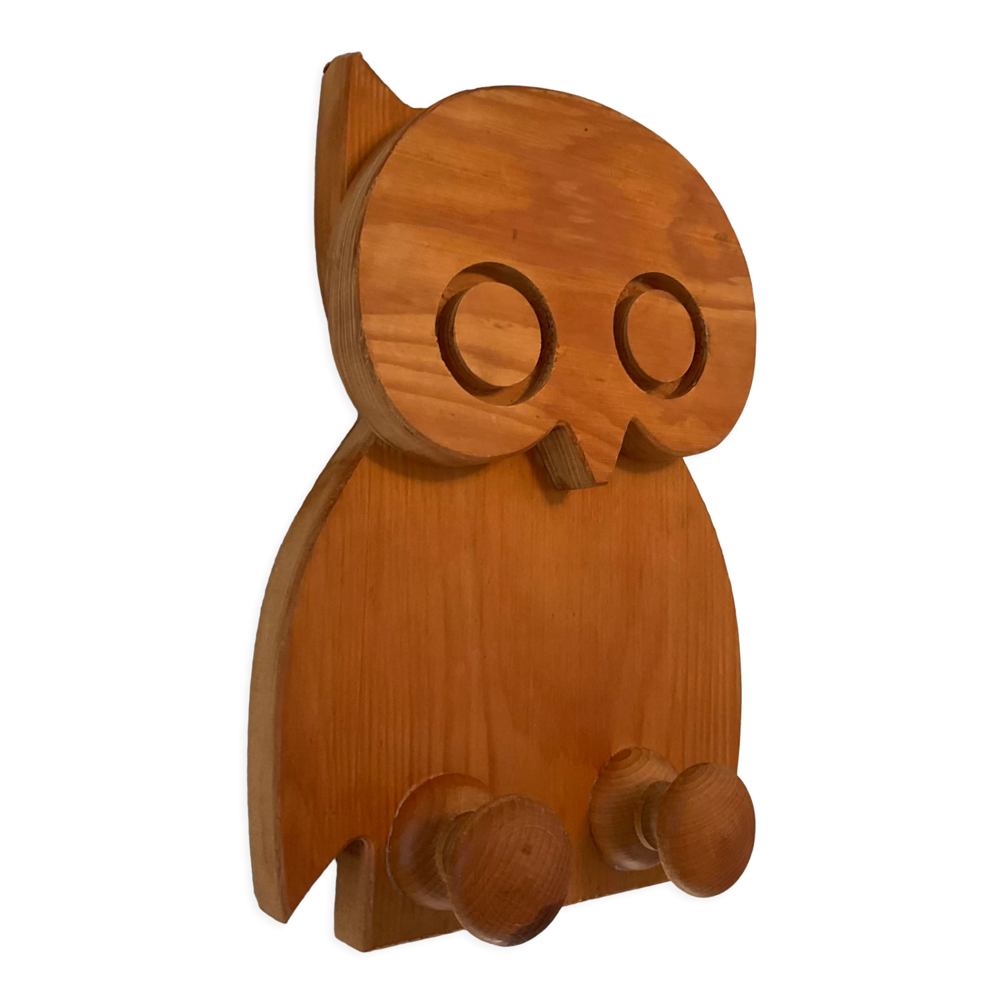 Vintage wooden owl coat rack
