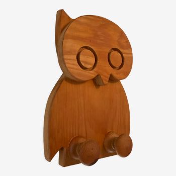 Porte manteau vintage hibou en bois