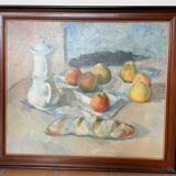 Still life with apples, bread and coffee maker - de beech