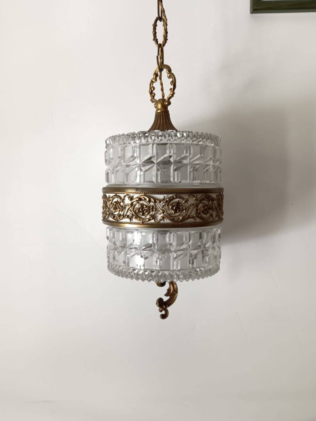Suspension verre et laiton année 70