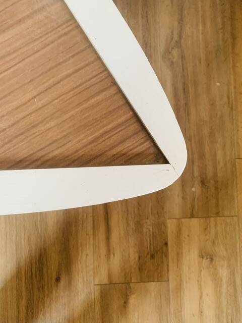 Arthur Umanoff white and wood tripod coffee table