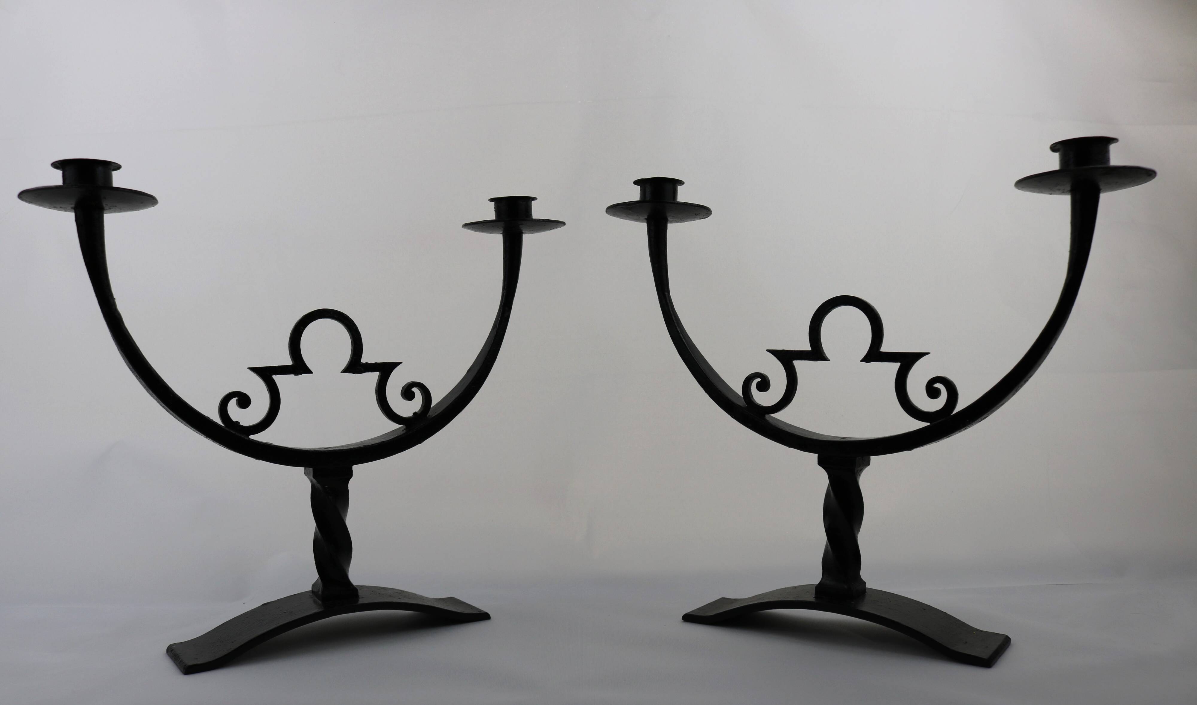 Vintage wrought iron candlesticks