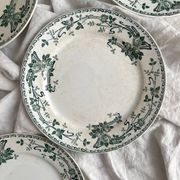 4 ironstone dinner plates "Rosa" Boch Freres Keramis BFK