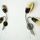Pair of 1950s mid century sconces wall lamps brass black metal