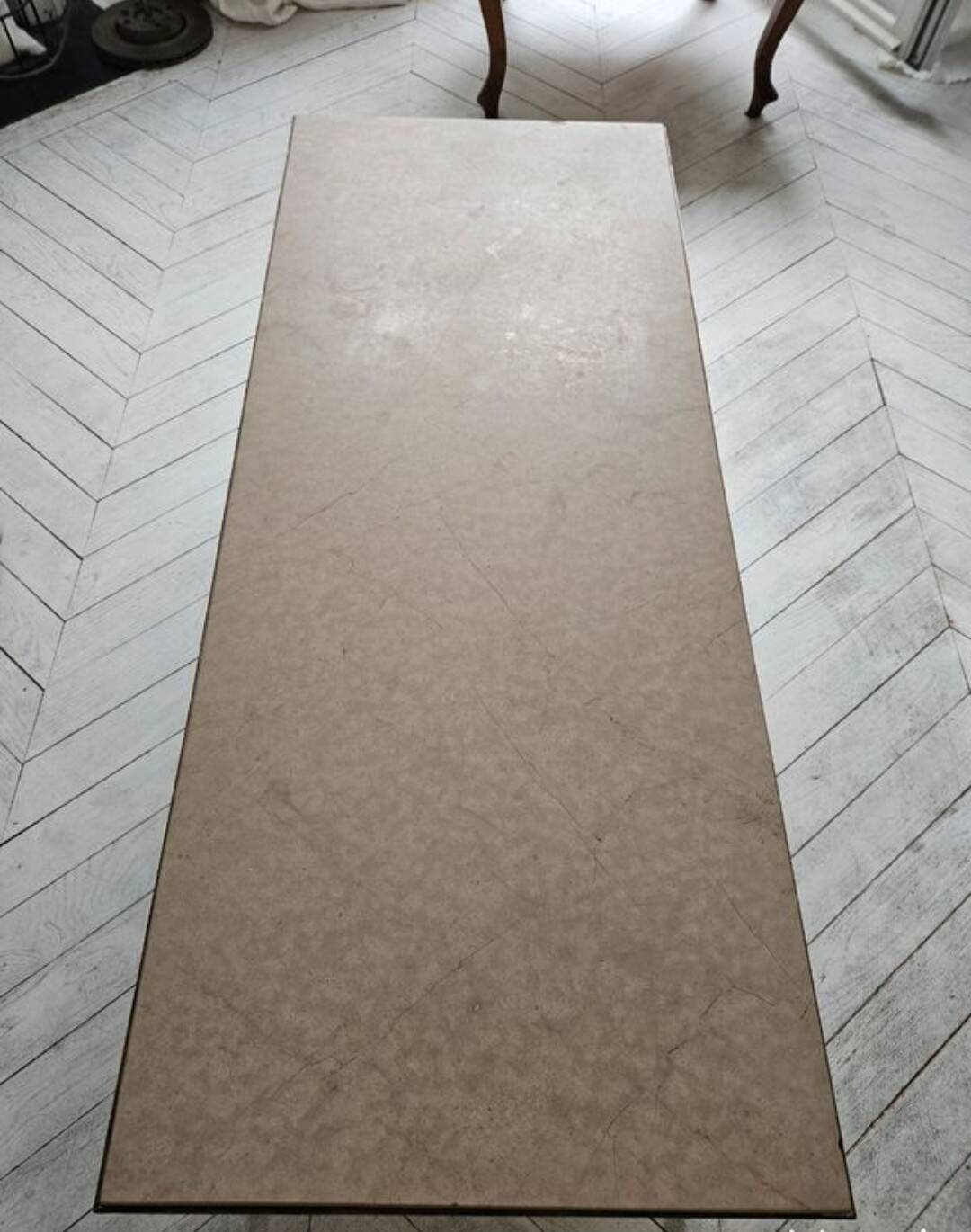 Marble and scalloped brass coffee table