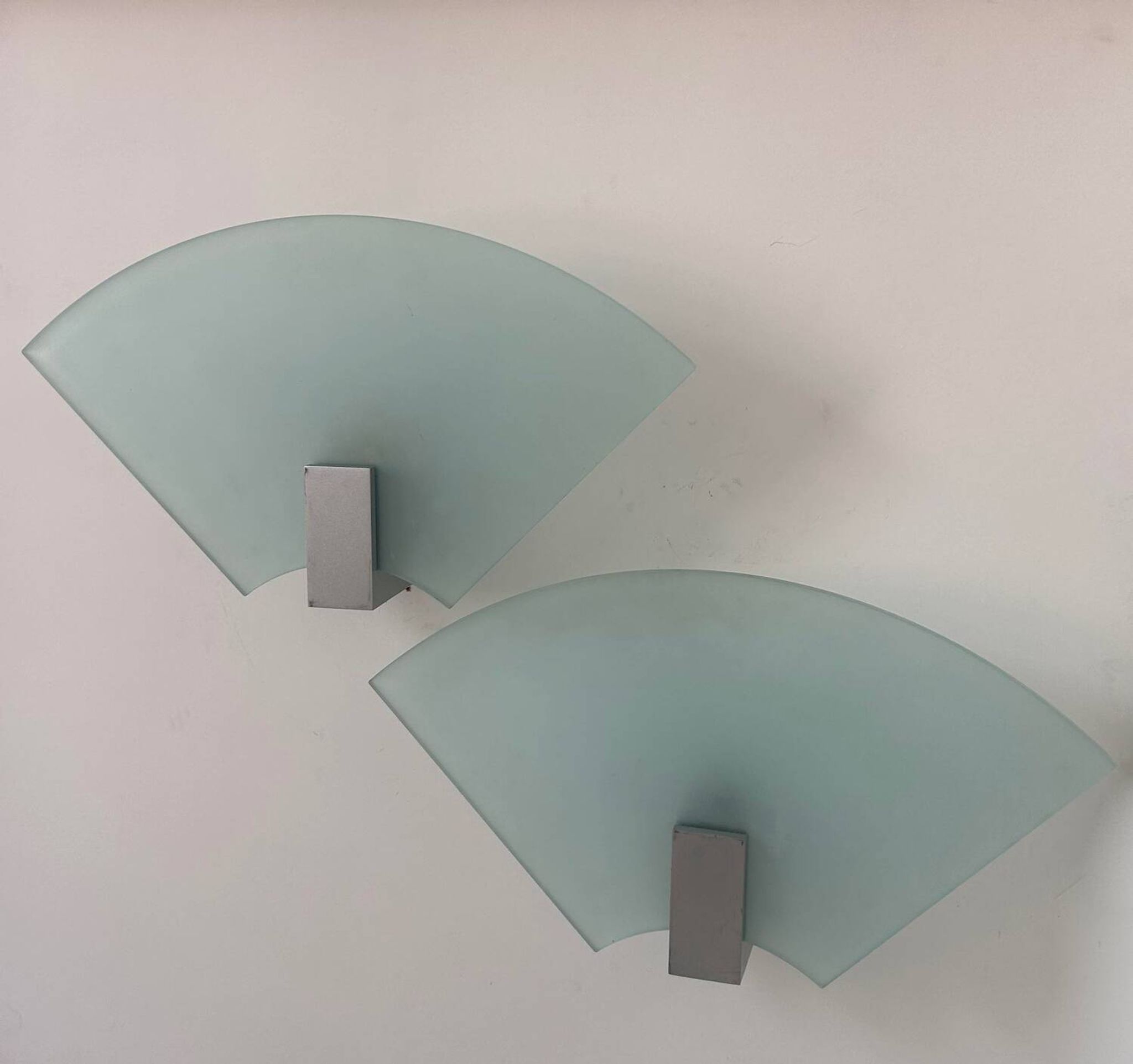 Pair of vintage sandblasted glass wall lights, Italy 1980s