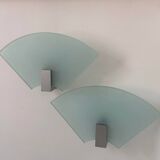 Pair of vintage sandblasted glass wall lights, Italy 1980s