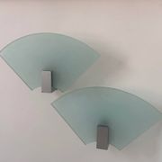 Pair of vintage sandblasted glass wall lights, Italy 1980s