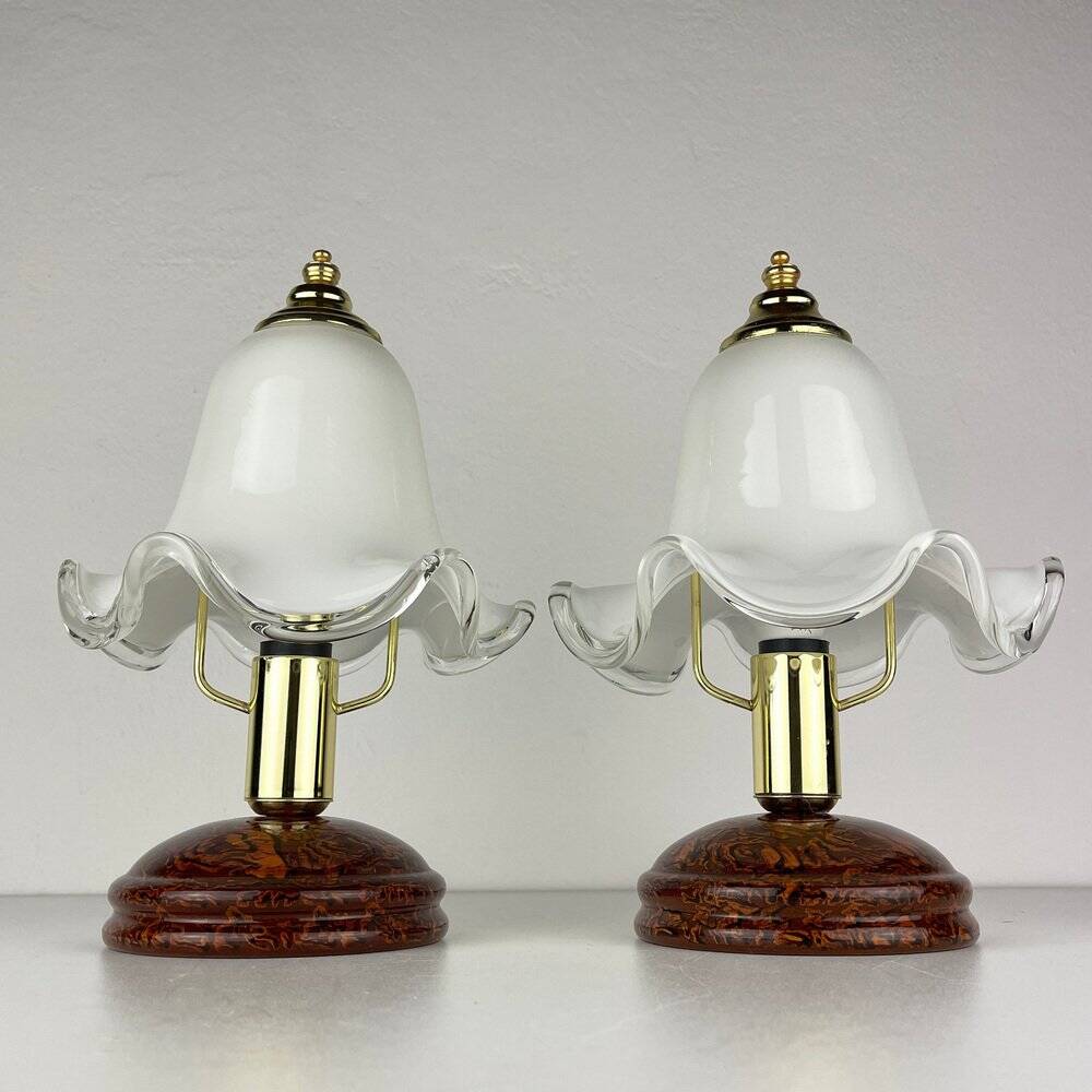 Vintage Italian table lamps in Murano glass, 1980s, set of 2.