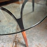 Table basse vintage danoise verre et bois de rose