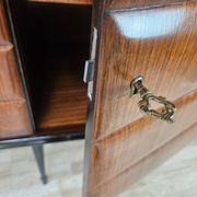Vittorio Dassi Rosewood Credenza with Black Glass Top, Italian 1940