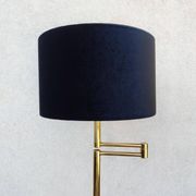 Articulated floor lamp in brass with a velvet shade, 1970.