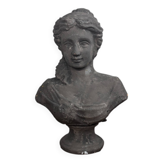 Buste de Femme Aristocrate en Terre cuite Gris Foncé, Shabby Chic Vintage