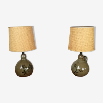 Pair of bedside lamp ball in sandstone