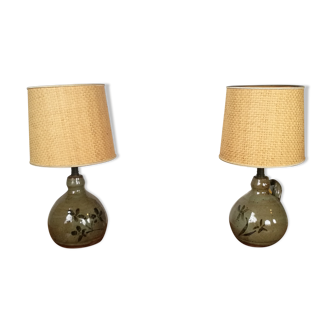 Pair of bedside lamp ball in sandstone